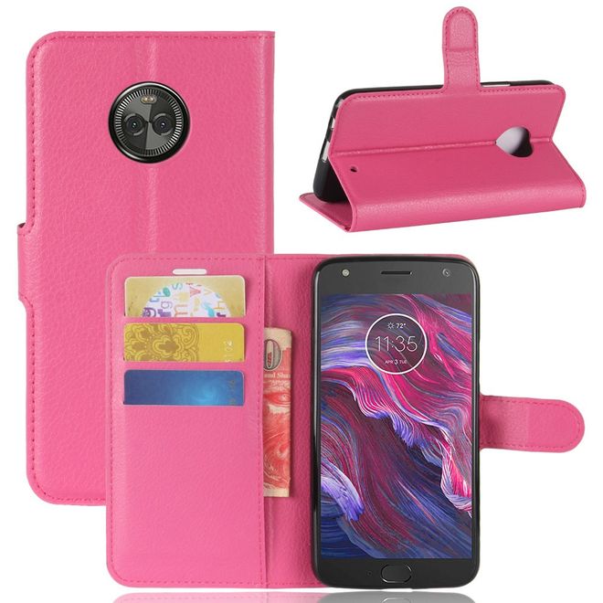 Motorola Moto X4 Handyhülle - Cover aus Leder - mit Litchitextur und Standfunktion - rosa