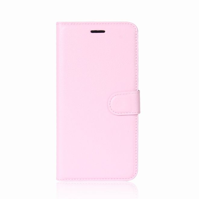 Motorola Moto X4 Handyhülle - Cover aus Leder - mit Litchitextur und Standfunktion - pink