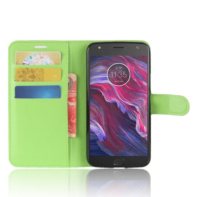 Motorola Moto X4 Handyhülle - Cover aus Leder - mit Litchitextur und Standfunktion - grün