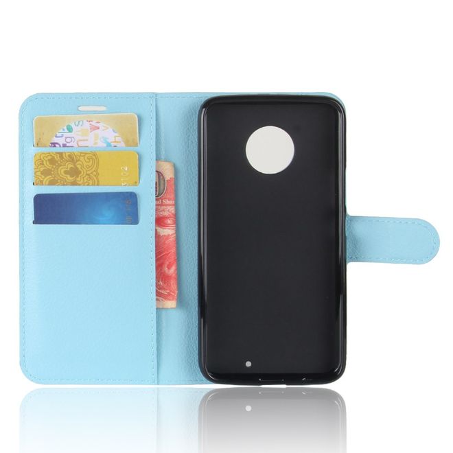Motorola Moto X4 Handyhülle - Cover aus Leder - mit Litchitextur und Standfunktion - hellblau