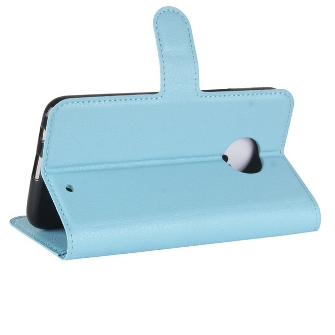 Motorola Moto X4 Handyhülle - Cover aus Leder - mit Litchitextur und Standfunktion - hellblau