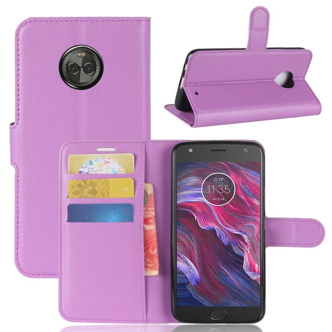 Motorola Moto X4 Handyhülle - Cover aus Leder - mit Litchitextur und Standfunktion - purpur