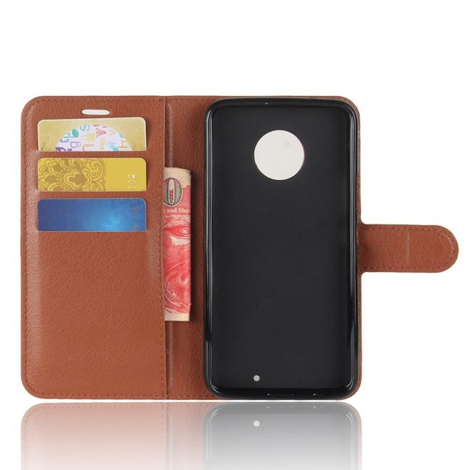 Motorola Moto X4 Handyhülle - Cover aus Leder - mit Litchitextur und Standfunktion - braun