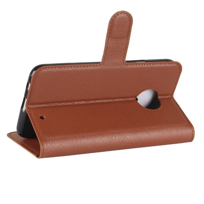 Motorola Moto X4 Handyhülle - Cover aus Leder - mit Litchitextur und Standfunktion - braun