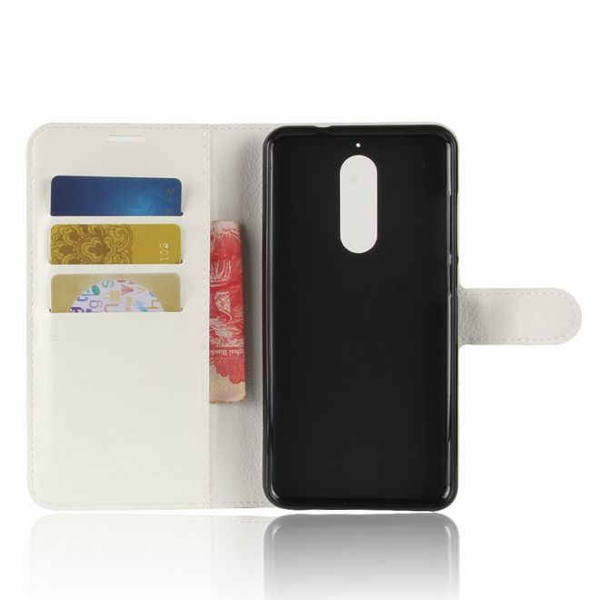 Wiko View XL Handyhülle - Case aus Leder - mit Standfunktion und Litchitextur - weiss