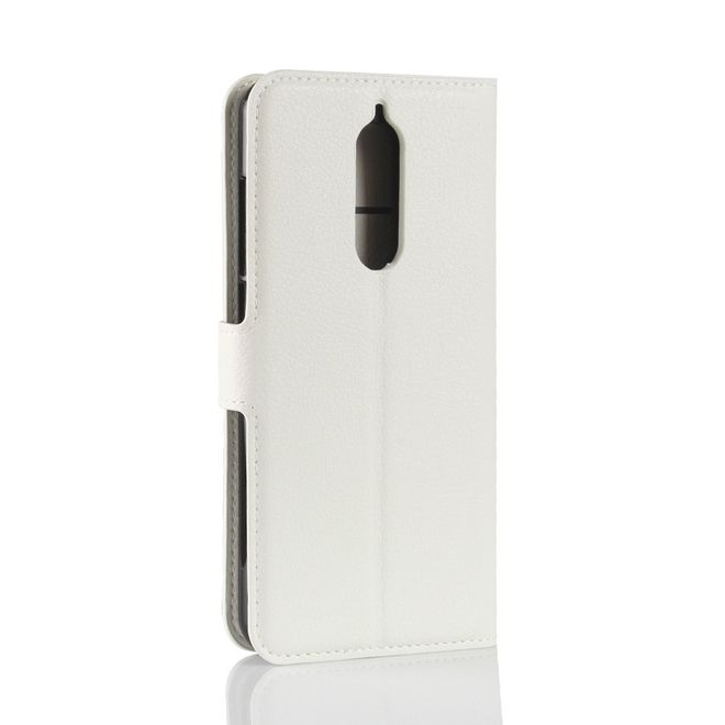 Wiko View XL Handyhülle - Case aus Leder - mit Standfunktion und Litchitextur - weiss