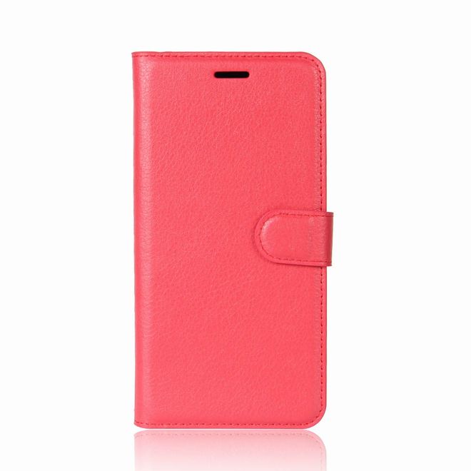 Wiko View XL Handyhülle - Case aus Leder - mit Standfunktion und Litchitextur - rot