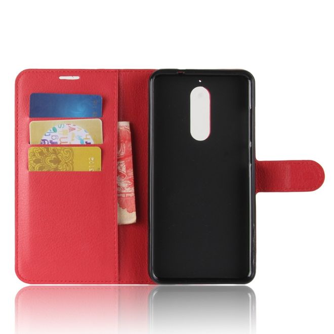 Wiko View XL Handyhülle - Case aus Leder - mit Standfunktion und Litchitextur - rot