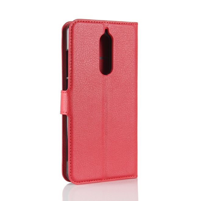 Wiko View XL Handyhülle - Case aus Leder - mit Standfunktion und Litchitextur - rot