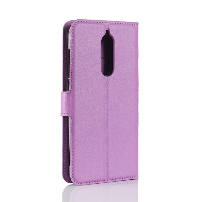 Wiko View XL Handyhülle - Case aus Leder - mit Standfunktion und Litchitextur - purpur