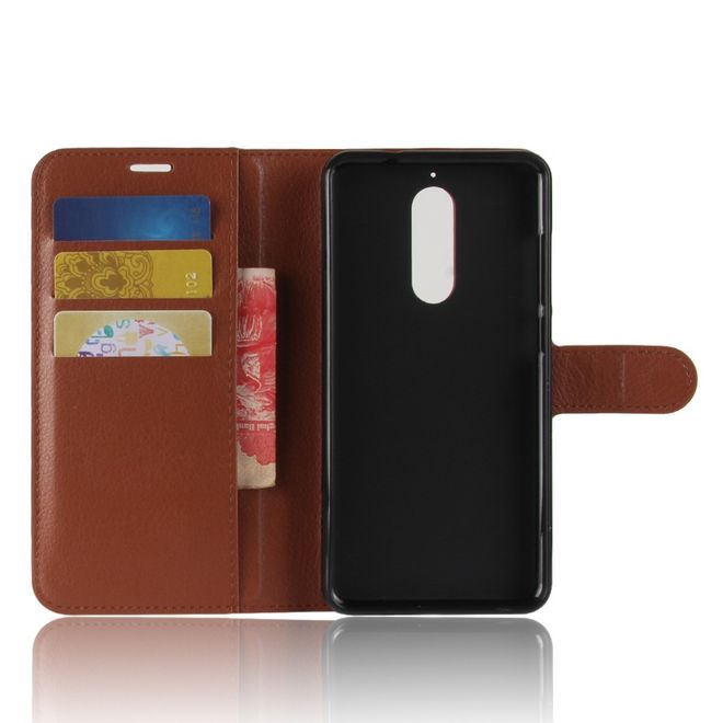 Wiko View XL Handyhülle - Case aus Leder - mit Standfunktion und Litchitextur - braun