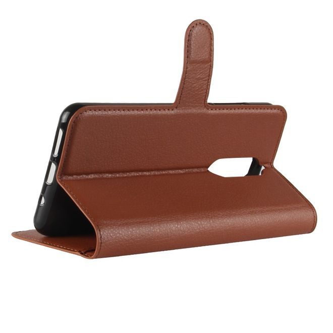 Wiko View XL Handyhülle - Case aus Leder - mit Standfunktion und Litchitextur - braun