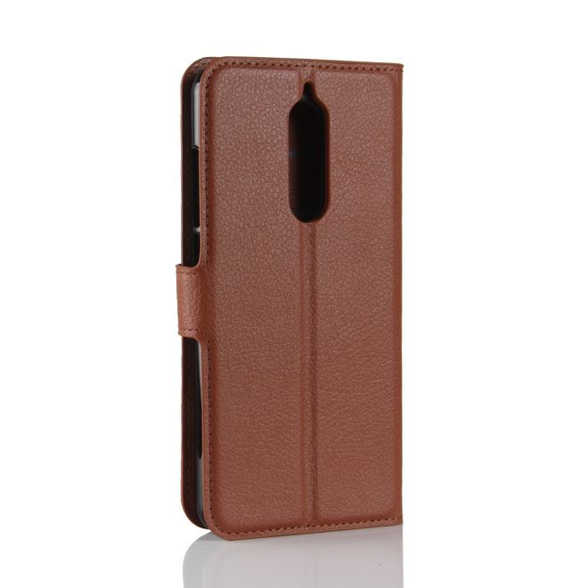 Wiko View XL Handyhülle - Case aus Leder - mit Standfunktion und Litchitextur - braun