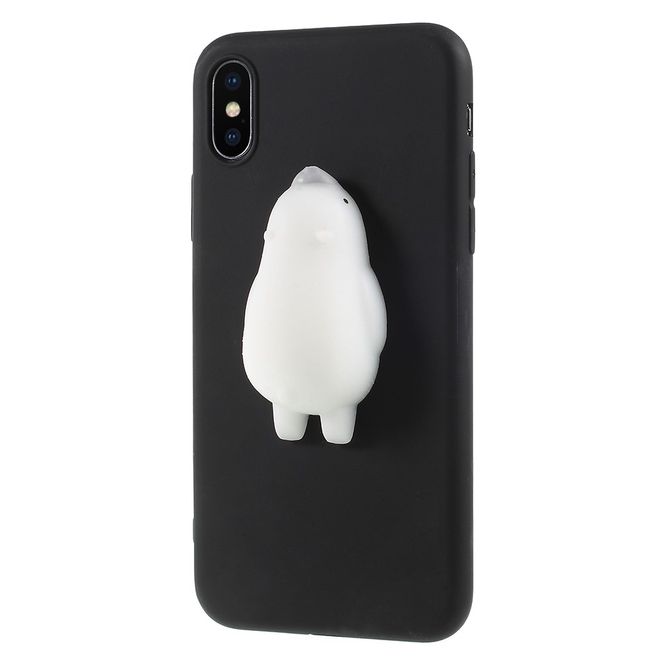 iPhone XS / X Handy Hülle - Plastik Softcase - mit 3D Squishy - Polarbär - schwarz