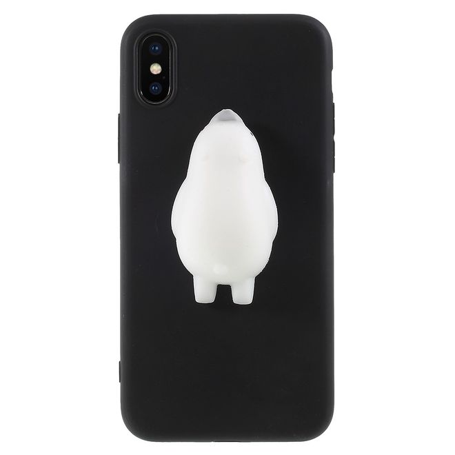 iPhone XS / X Handy Hülle - Plastik Softcase - mit 3D Squishy - Polarbär - schwarz