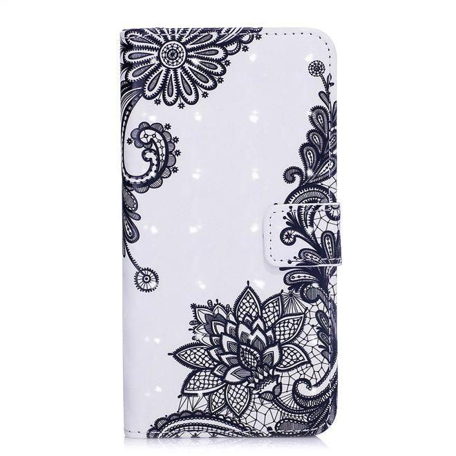 Samsung Galaxy Note 8 Handyhülle - Leder Bookcover - mit Standfunktion - schwarze Blumen