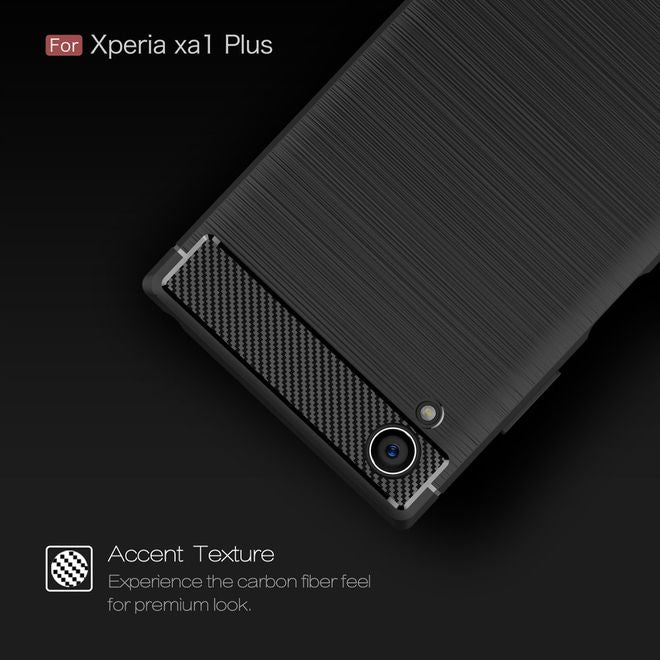 Sony Xperia XA1 Plus Handy Hülle - TPU Softcase - im Carbon Look - schwarz