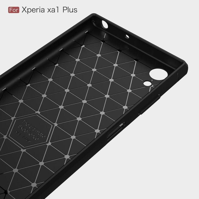 Sony Xperia XA1 Plus Handy Hülle - TPU Softcase - im Carbon Look - schwarz