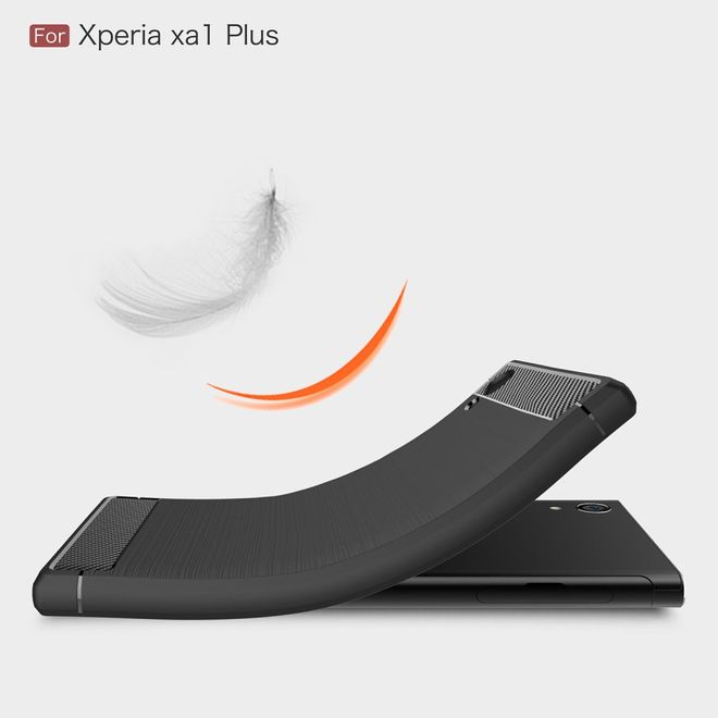 Sony Xperia XA1 Plus Handy Hülle - TPU Softcase - im Carbon Look - schwarz