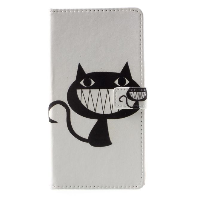 Sony Xperia XA1 Plus Handy Hülle - Leder Book Case - mit Standfunktion - schwarze Katze