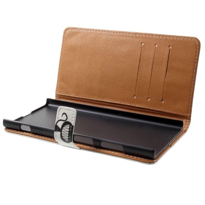 Sony Xperia XA1 Plus Handy Hülle - Leder Book Case - mit Standfunktion - schwarze Katze