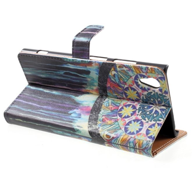 Sony Xperia XA1 Plus Handy Hülle - Leder Book Case - mit Standfunktion - Traumfänger