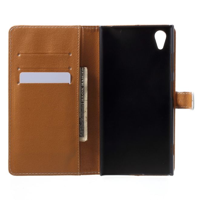 Sony Xperia XA1 Plus Handy Hülle - Leder Book Case - mit Standfunktion - wunderschöner, blauer Schmetterling