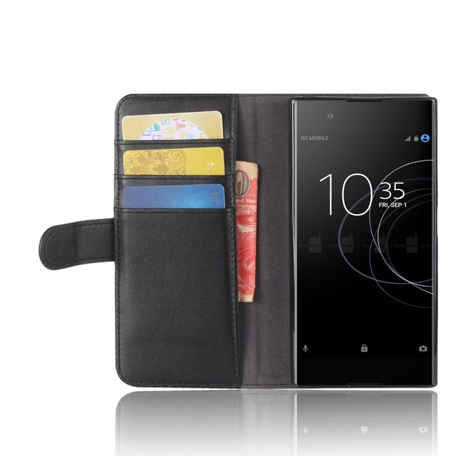 Baseus - Sony Xperia XA1 Plus Echtleder Hülle - mit Standfunktion - Simple Series - schwarz