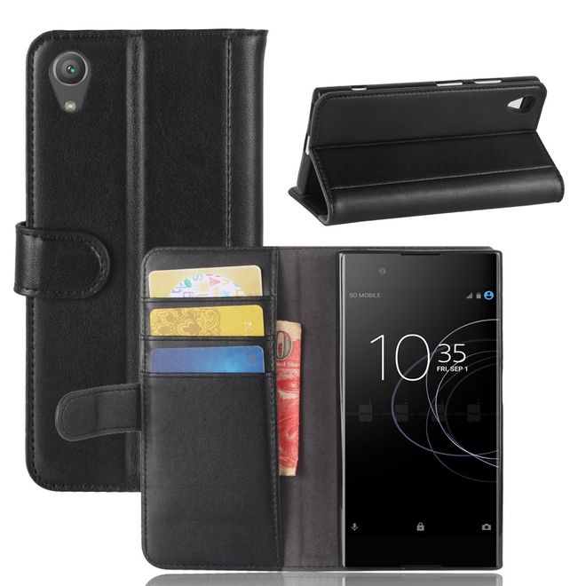 Baseus - Sony Xperia XA1 Plus Echtleder Hülle - mit Standfunktion - Simple Series - schwarz