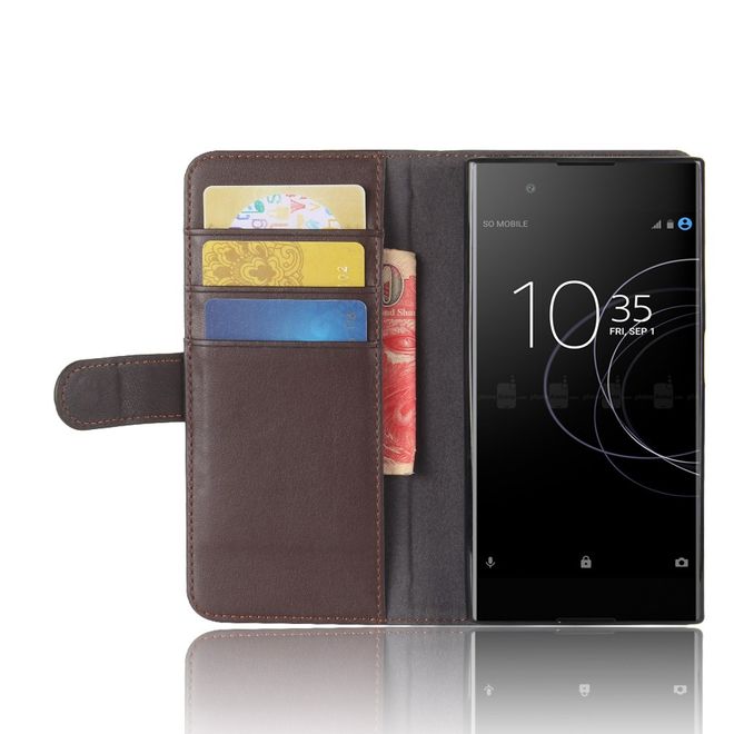 Baseus - Sony Xperia XA1 Plus Echtleder Hülle - mit Standfunktion - Simple Series - braun