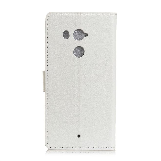 HTC U11+ Handy Hülle - Case aus Leder - mit Litchitextur - weiss