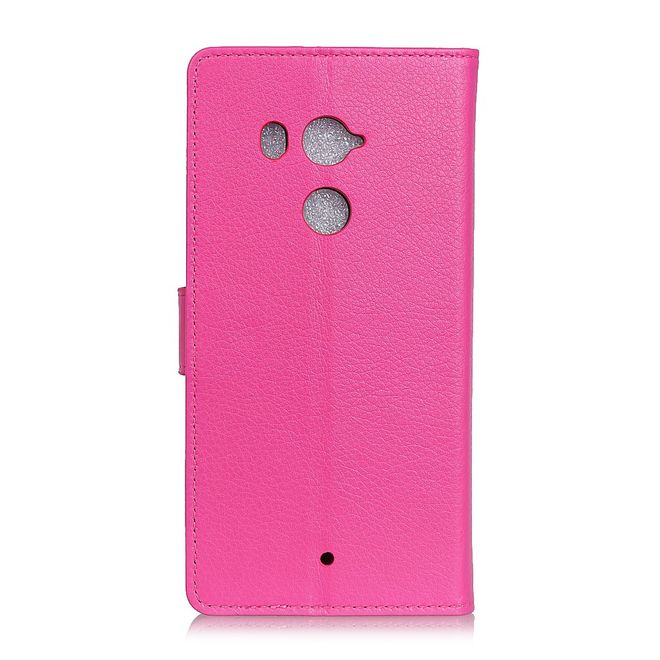 HTC U11+ Handy Hülle - Case aus Leder - mit Litchitextur - rosa