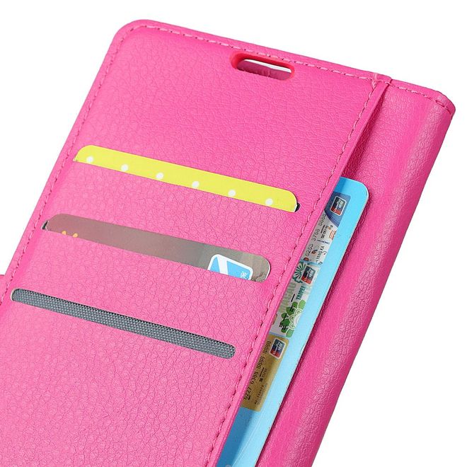 HTC U11+ Handy Hülle - Case aus Leder - mit Litchitextur - rosa