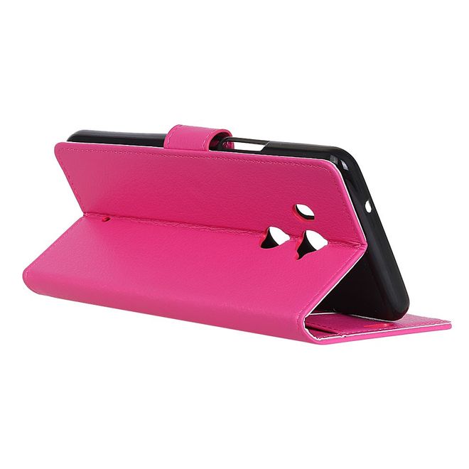 HTC U11+ Handy Hülle - Case aus Leder - mit Litchitextur - rosa