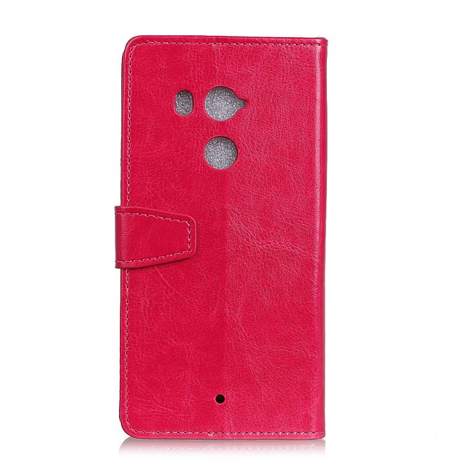 HTC U11+ Handy Case - Crazy Horse Leder Hülle - mit Magnetverschluss - rosa