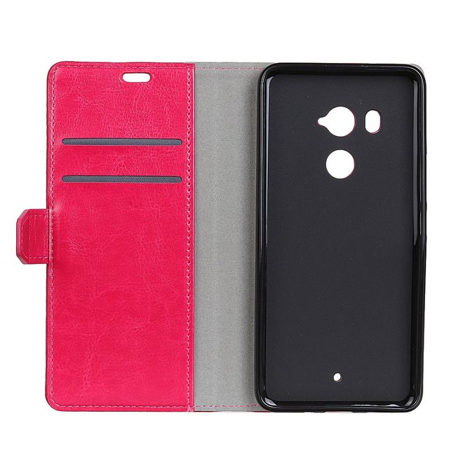 HTC U11+ Handy Case - Crazy Horse Leder Hülle - mit Magnetverschluss - rosa