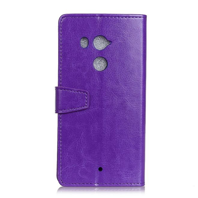 HTC U11+ Handy Case - Crazy Horse Leder Hülle - mit Magnetverschluss - purpur