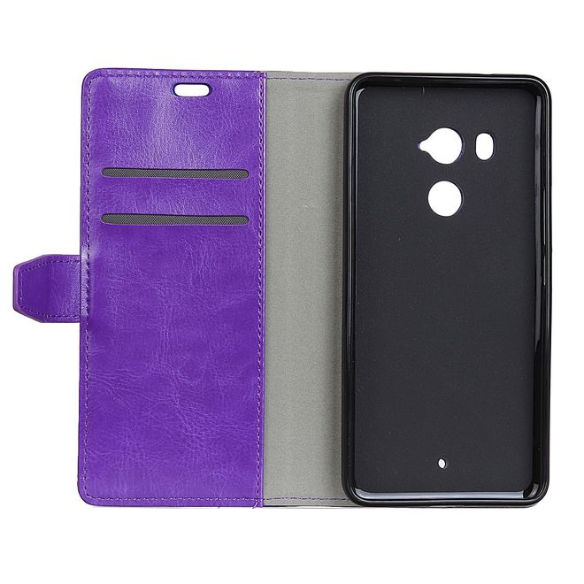 HTC U11+ Handy Case - Crazy Horse Leder Hülle - mit Magnetverschluss - purpur