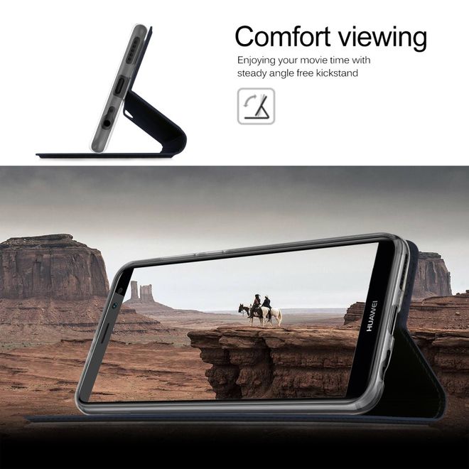 Huawei Mate 10 Lite Handy Case - Hülle aus Leder - mit Visitenkartenfach - schwarz