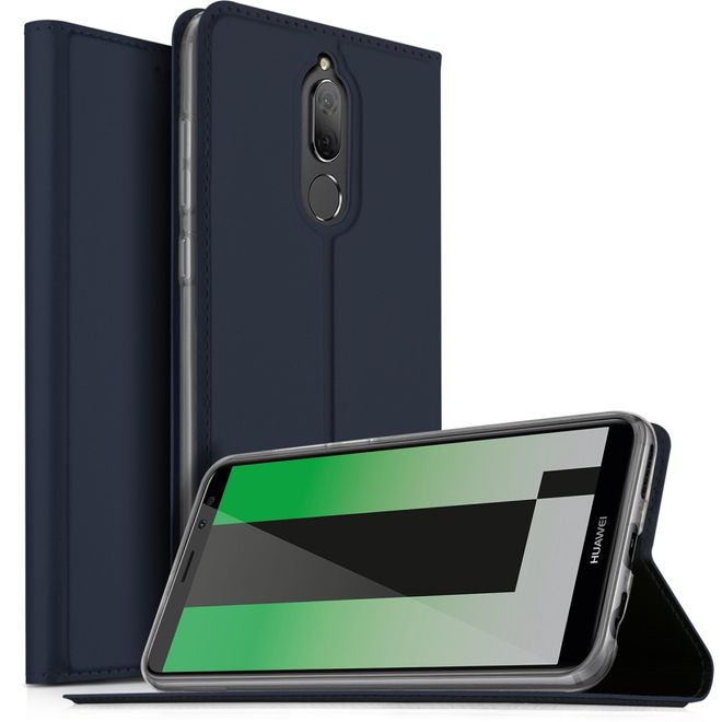 Huawei Mate 10 Lite Handy Case - Hülle aus Leder - mit Visitenkartenfach - blau