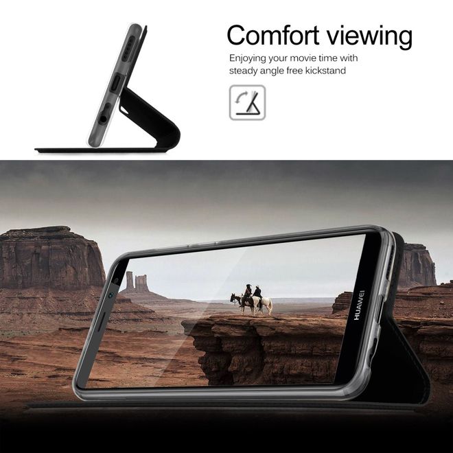 Huawei Mate 10 Lite Handy Case - Hülle aus Leder - mit Visitenkartenfach - blau