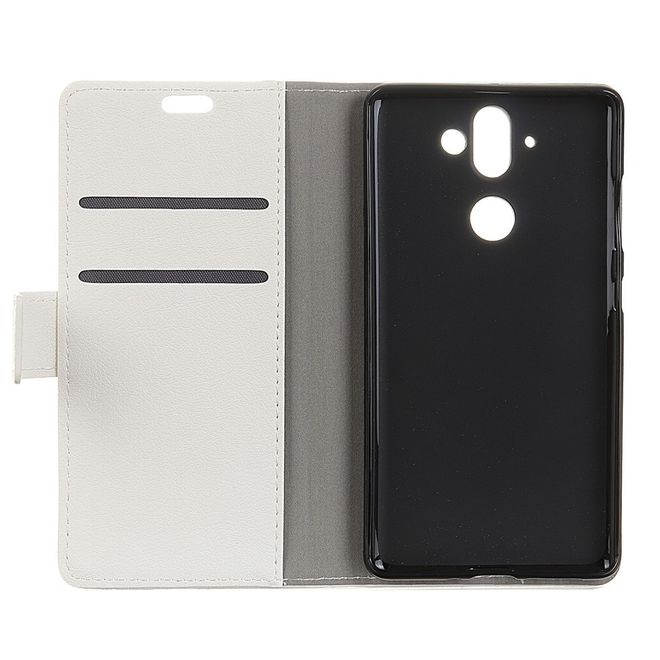 Nokia 8 Sirocco Handyhülle - Case aus Leder - mit Standfunktion - weiss