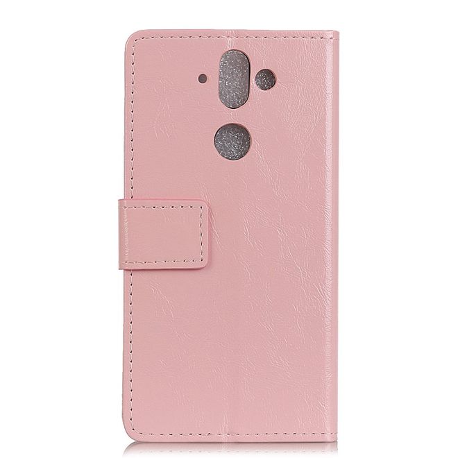 Nokia 8 Sirocco Handy Hülle - Crazy Horse Leder Bookcover - mit Standfunktion - pink