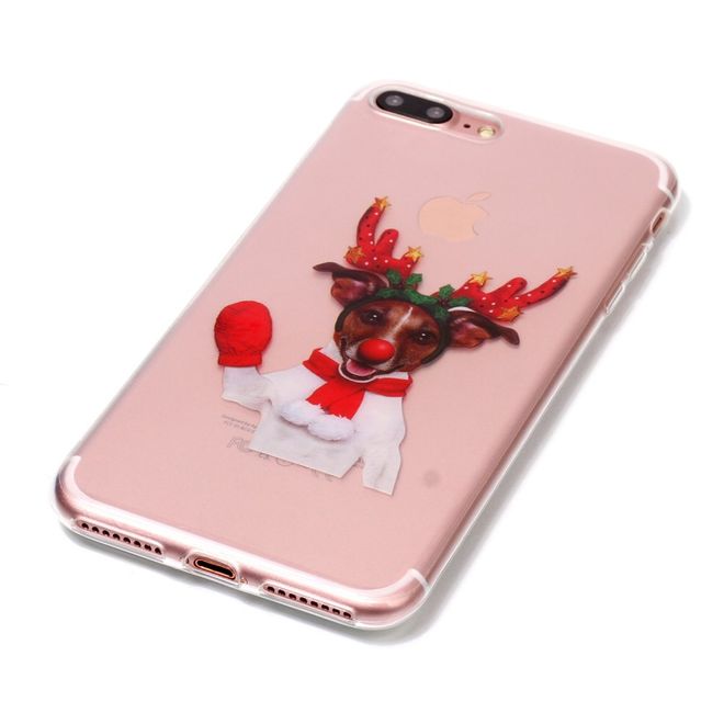 iPhone 8 Plus / 7 Plus Handy Hülle - Case aus Plastik - Hund in Weihnachtskostüm