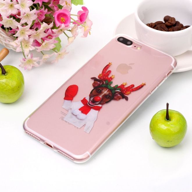 iPhone 8 Plus / 7 Plus Handy Hülle - Case aus Plastik - Hund in Weihnachtskostüm