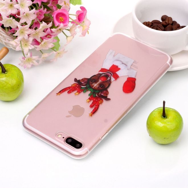 iPhone 8 Plus / 7 Plus Handy Hülle - Case aus Plastik - Hund in Weihnachtskostüm