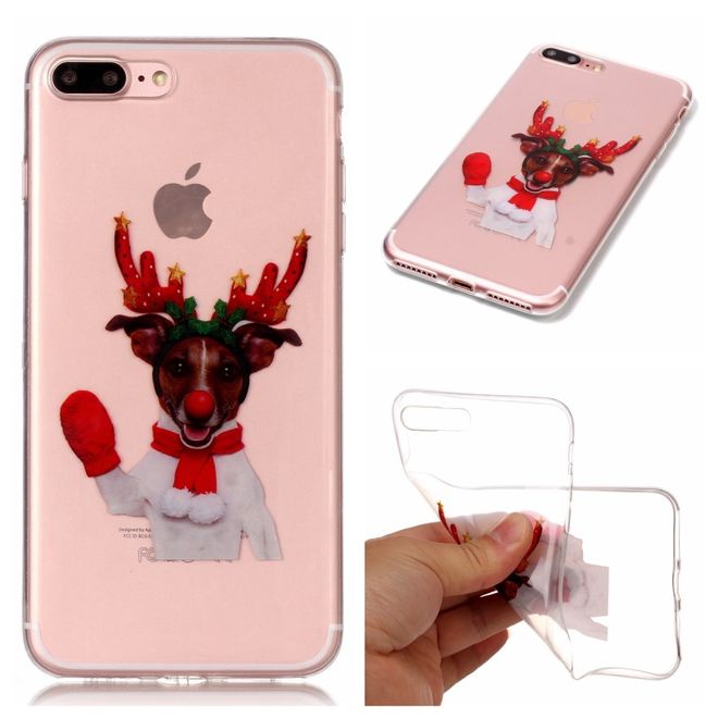 iPhone 8 Plus / 7 Plus Handy Hülle - Case aus Plastik - Hund in Weihnachtskostüm