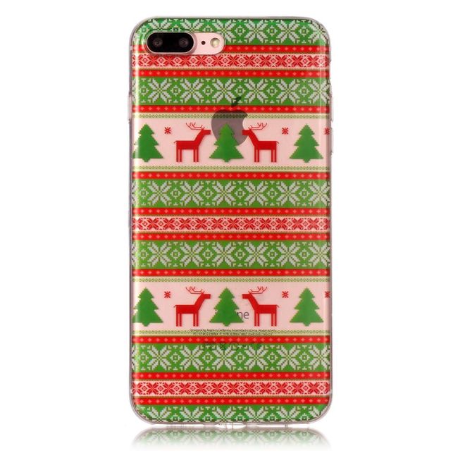 iPhone 8 Plus / 7 Plus Phone Case - Plastic Case - Reindeer and Christmas Pattern