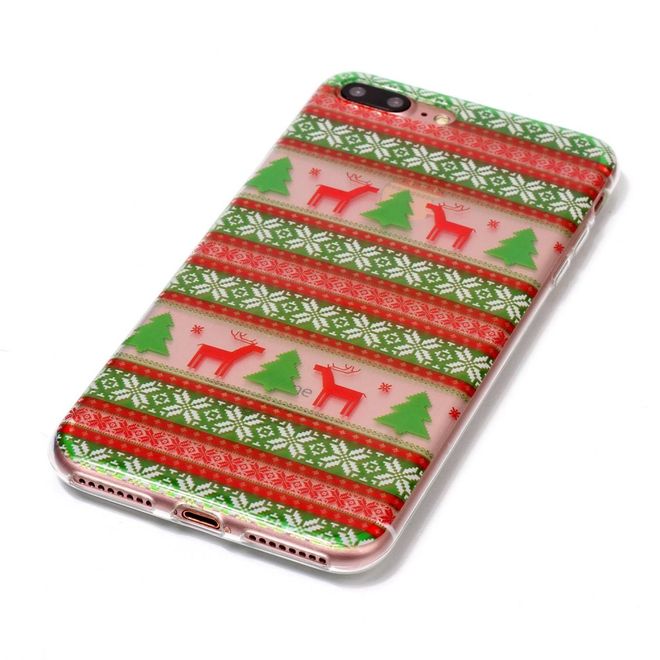 iPhone 8 Plus / 7 Plus Phone Case - Plastic Case - Reindeer and Christmas Pattern