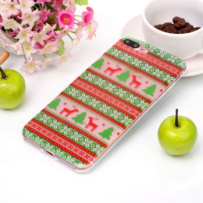 iPhone 8 Plus / 7 Plus Phone Case - Plastic Case - Reindeer and Christmas Pattern